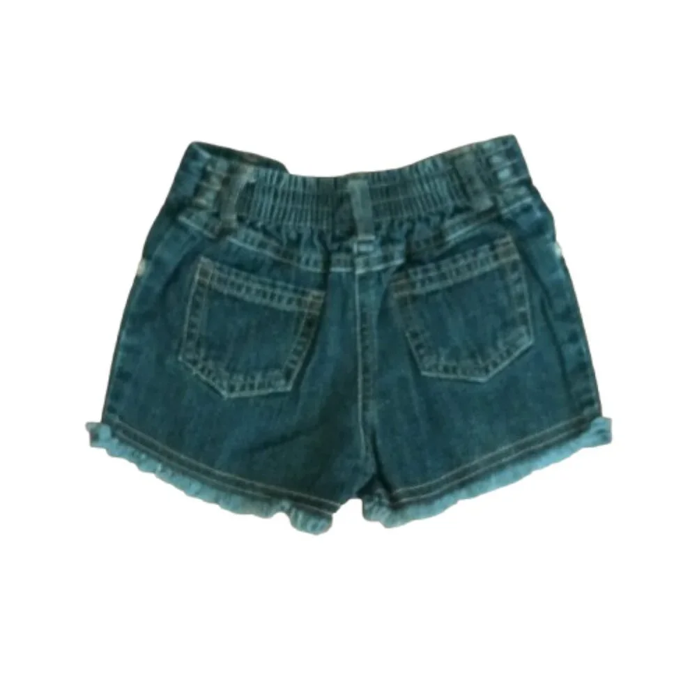 Gymboree Girls Embroidered Hawaiian Shorts 6-12m Denim Pull On Jean Cut Offs
